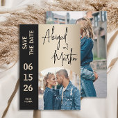 Elegante Champagne Zwart 2 foto bruiloft Save The Date