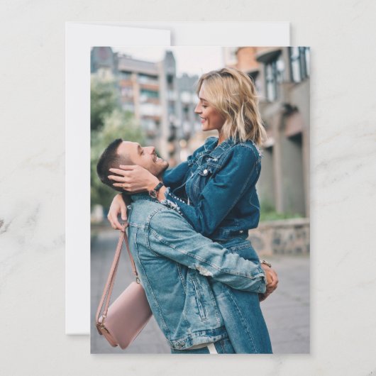 Elegante Champagne Zwart 2 foto bruiloft Save The Date (Achterkant)