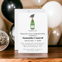 Elegante champagnefles afstudeerfeest klas van