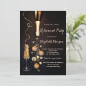 Elegante champagnefles glas pensioen kaart (Staand voorkant)