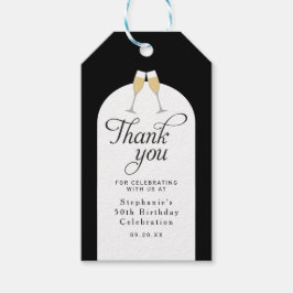 Elegante champagneglazen Dank u voor de partij Cadeaulabel