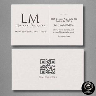 Elegante Champagnetint Monogram-handtekening Visitekaartje