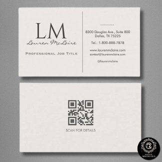 Elegante Champagnetint Monogram-handtekening Visitekaartje