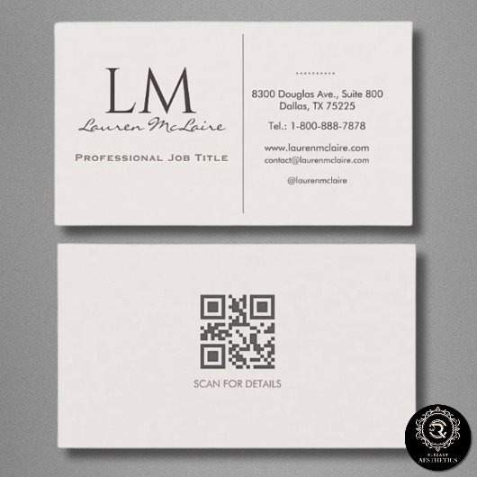 Elegante Champagnetint Monogram-handtekening Visitekaartje