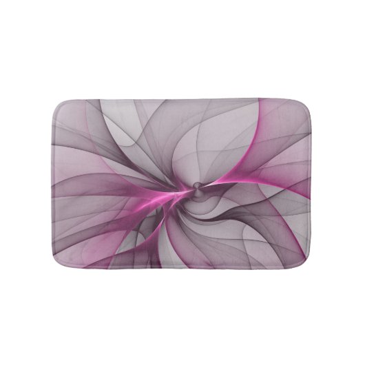 Elegante Chaos Moderne Abstracte Roze Fractale Kun Badmat (Voorkant)