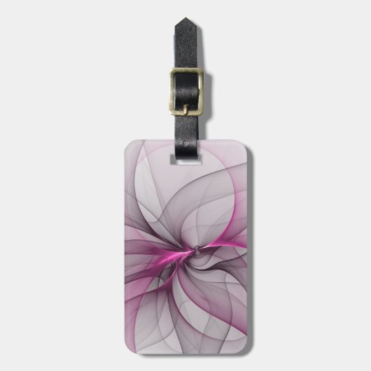 Elegante Chaos Moderne Abstracte Roze Fractale Kun Bagagelabel (Voorkant verticaal)