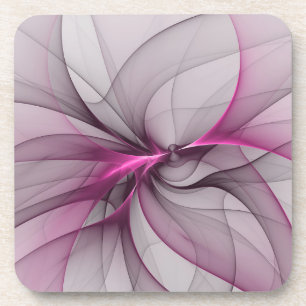 Elegante Chaos Moderne Abstracte Roze Fractale Kun Bier Onderzetter
