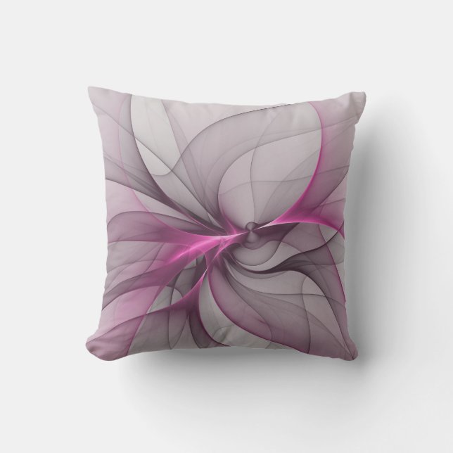 Elegante Chaos Moderne Abstracte Roze Fractale Kun Buitenkussen (Voorkant)