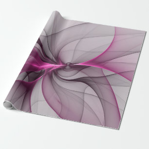 Elegante Chaos Moderne Abstracte Roze Fractale Kun Cadeaupapier