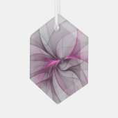 Elegante Chaos Moderne Abstracte Roze Fractale Kun Glas Ornament (Voorkant links)