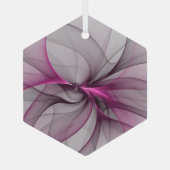 Elegante Chaos Moderne Abstracte Roze Fractale Kun Glas Ornament (Achterkant)