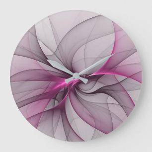 Elegante Chaos Moderne Abstracte Roze Fractale Kun Grote Klok