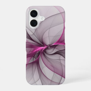 Elegante Chaos Moderne Abstracte Roze Fractale Kun iPhone 16 Hoesje