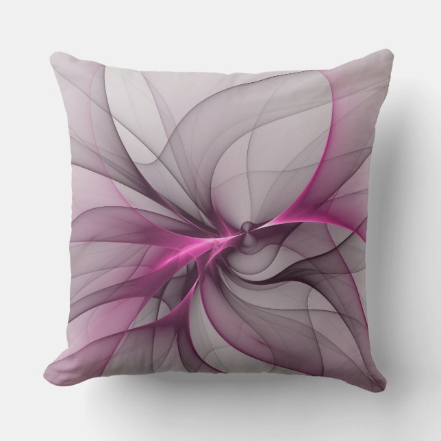 Elegante Chaos Moderne Abstracte Roze Fractale Kun Kussen (Voorkant)