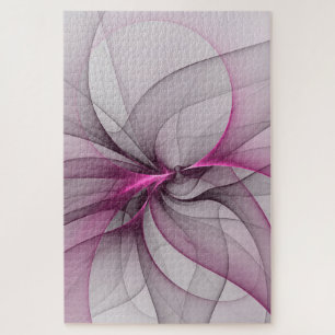Elegante Chaos Moderne Abstracte Roze Fractale Kun Legpuzzel