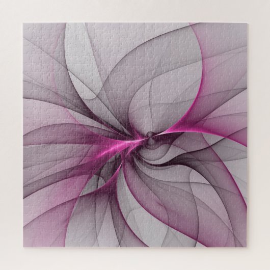 Elegante Chaos Moderne Abstracte Roze Fractale Kun Legpuzzel (Verticaal)