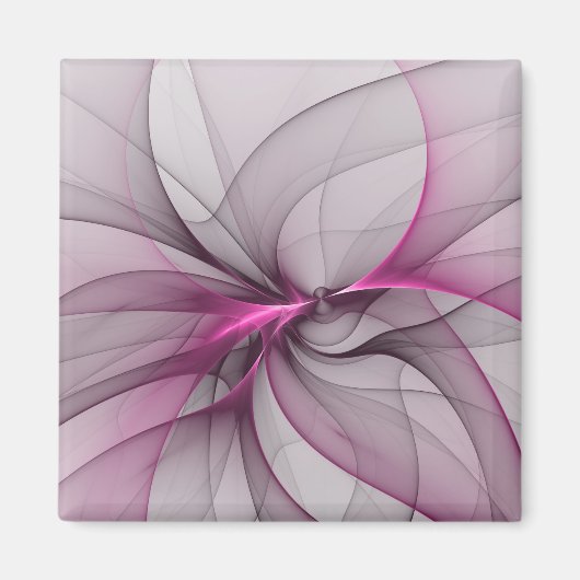 Elegante Chaos Moderne Abstracte Roze Fractale Kun Magneet (Voorkant)
