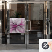 Elegante Chaos Moderne Abstracte Roze Fractale Kun Raamsticker (Kantoordeur)