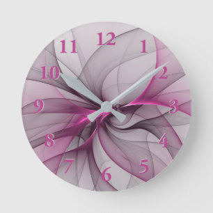 Elegante Chaos Moderne Abstracte Roze Fractale Kun Ronde Klok