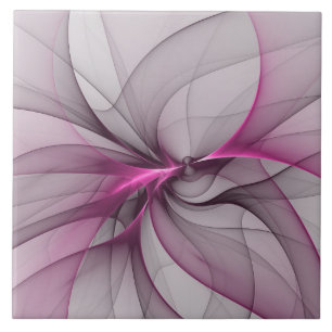 Elegante Chaos Moderne Abstracte Roze Fractale Kun Tegeltje