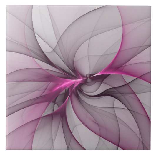 Elegante Chaos Moderne Abstracte Roze Fractale Kun Tegeltje (Voorkant)