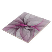 Elegante Chaos Moderne Abstracte Roze Fractale Kun Tegeltje (Zijkant)