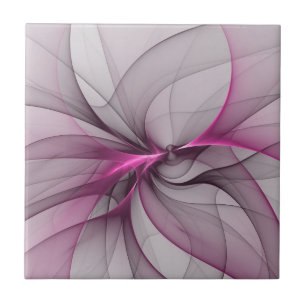 Elegante Chaos Moderne Abstracte Roze Fractale Kun Tegeltje