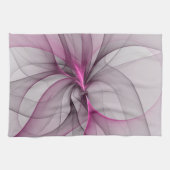 Elegante Chaos Moderne Abstracte Roze Fractale Kun Theedoek (Horizontaal)