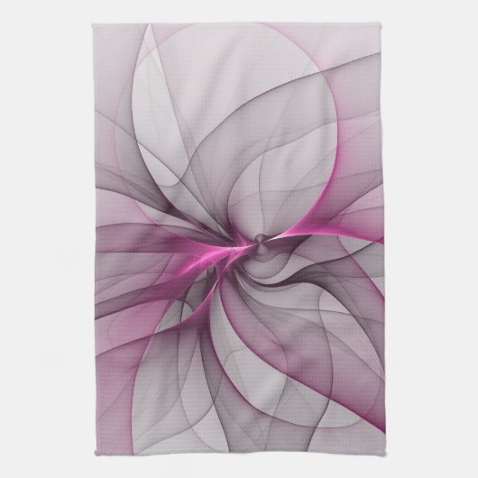 Elegante Chaos Moderne Abstracte Roze Fractale Kun Theedoek (Verticaal)