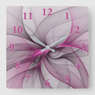 Elegante Chaos Moderne Abstracte Roze Fractale Kun Vierkante Klok
