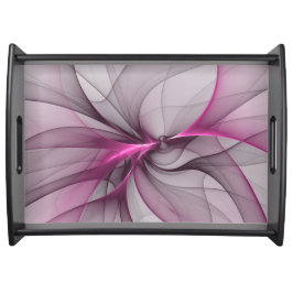 Elegante chaotische moderne abstracte roze fractal dienblad