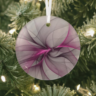 Elegante chaotische moderne abstracte roze fractal glas ornament