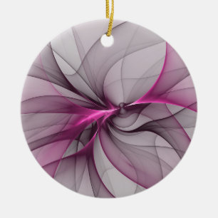 Elegante Chaotische Moderne Abstracte Roze Fractal Keramisch Ornament