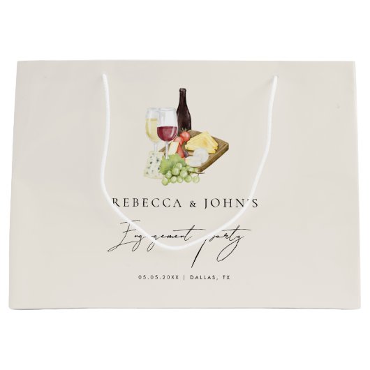 Elegante charcuterie wijn & kaas engagementfeest groot cadeauzakje (Voorkant)