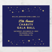 Elegante Charity Gala Ball Silent Veiling Blauw Go Sparkling Wijnetiket (Enkel label)