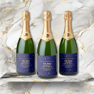 Elegante Charity Gala Ball Silent Veiling Blauw Go Sparkling Wijnetiket