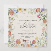 Elegante Charity Lunch Geperst Bloemen Kaart (Voorkant)