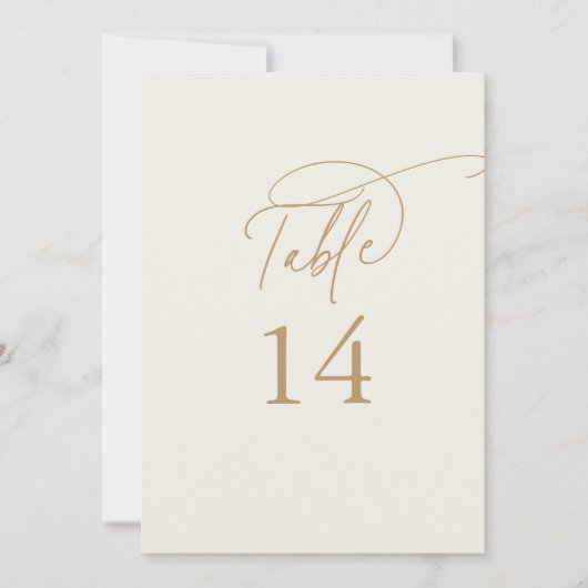 Elegante Charm 5x7 Ivoor Goud Trouwtafel Nummers (Voorkant)