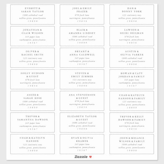 Elegante Charm bruiloft gast Adresetiketten Sticker (Vel)