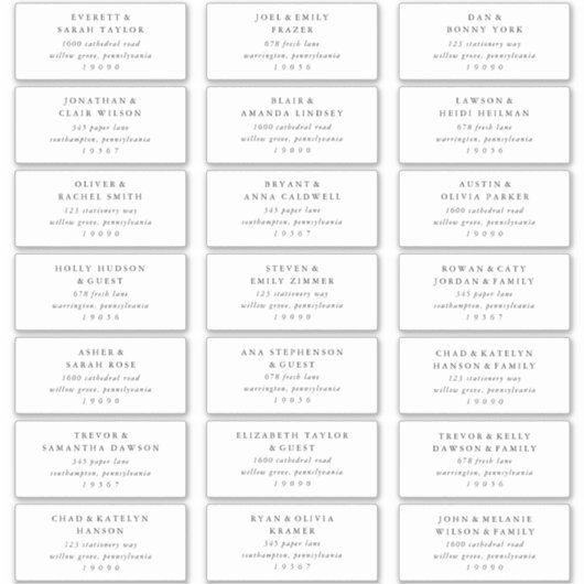 Elegante Charm bruiloft gast Adresetiketten Sticker (Voorkant)