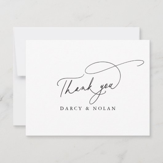 Elegante Charm Flat Eenvoudige Bruiloft Dank u Kaa Bedankkaart (Voorkant)