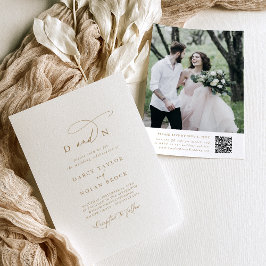 Elegante Charm Foto Gouden Bruiloft Uitnodigingen 