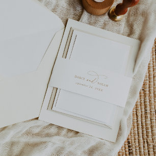 Elegante Charm Gouden Bruiloft Uitnodiging Belly B Uitnodigingen Wikkel