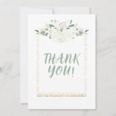 Elegante Charm Green Wildflower bruiloft Bedankkaart (Voorkant)