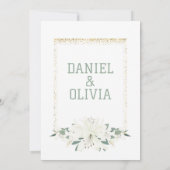 Elegante Charm Green Wildflower bruiloft Bedankkaart (Achterkant)