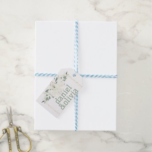 Elegante Charm Green Wildflower bruiloft Cadeaulabel (Met Touw)