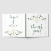 Elegante Charm Green Wildflower bruiloft Gastenboek (Volledig)