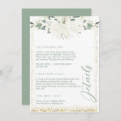 Elegante Charm Green Wildflower bruiloft Informatiekaartje (Voorkant / Achterkant)