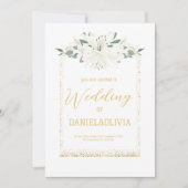 Elegante Charm Green Wildflower bruiloft Kaart (Voorkant)