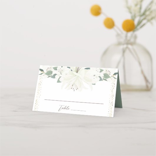 Elegante Charm Green Wildflower bruiloft Plaatskaartje (Voorkant)